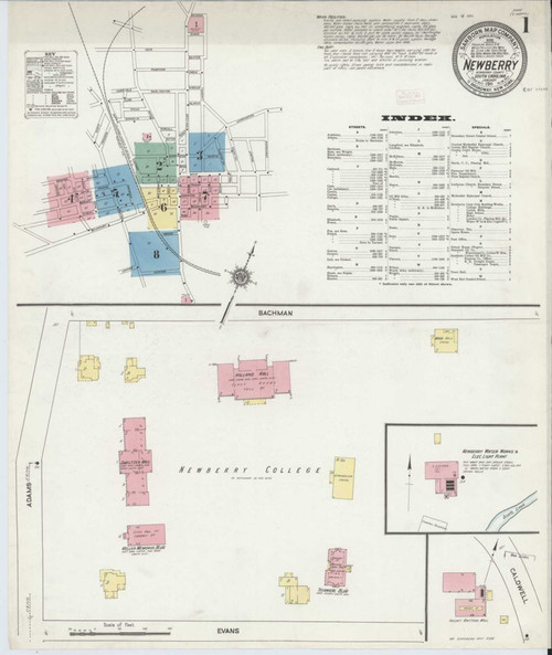Newberry South Carolina 1911 - Fire Insurance Index - Old Map Reprint