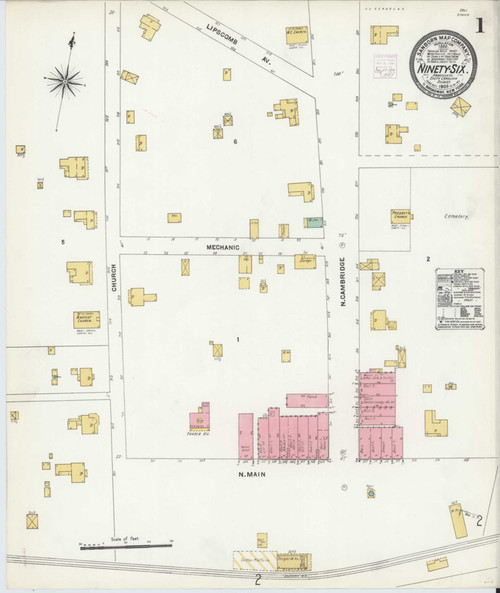 Ninety Six South Carolina 1906 - Fire Insurance Index - Old Map Reprint
