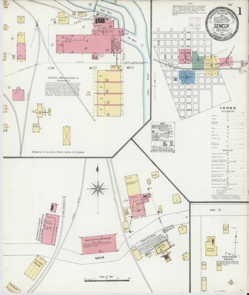 Seneca South Carolina 1906 - Fire Insurance Index - Old Map Reprint