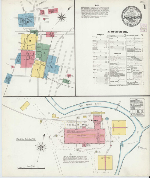 Spartanburg South Carolina 1902 - Fire Insurance Index - Old Map Reprint