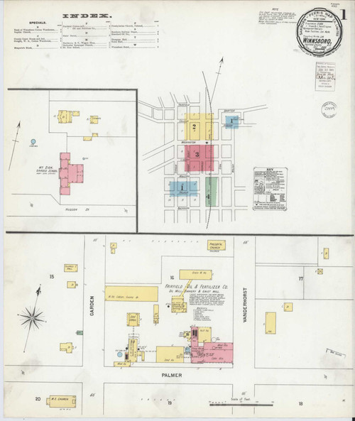 Winnsboro South Carolina 1900 - Fire Insurance Index - Old Map Reprint