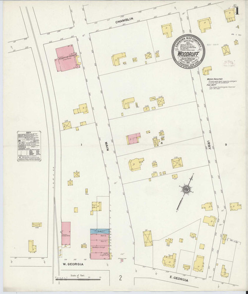 Woodruff South Carolina 1911 - Fire Insurance Index - Old Map Reprint