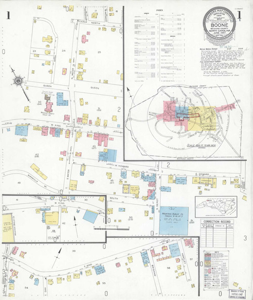Boone North Carolina 1947 - Fire Insurance Index - Old Map Reprint