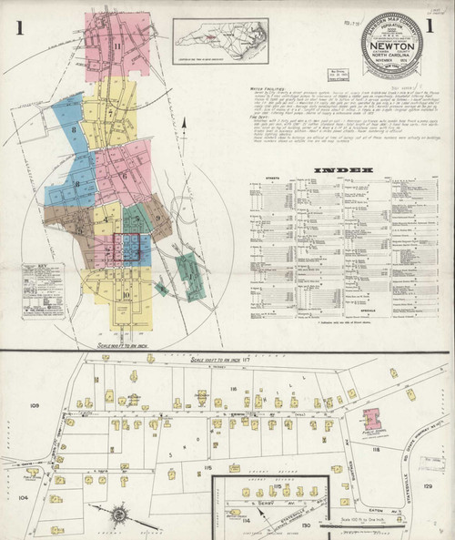 Newton North Carolina 1924 - Fire Insurance Index - Old Map Reprint