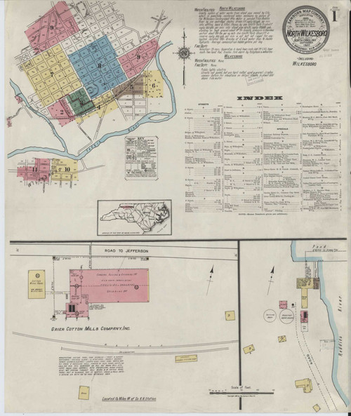 North Wilkesboro North Carolina 1920 - Fire Insurance Index - Old Map Reprint