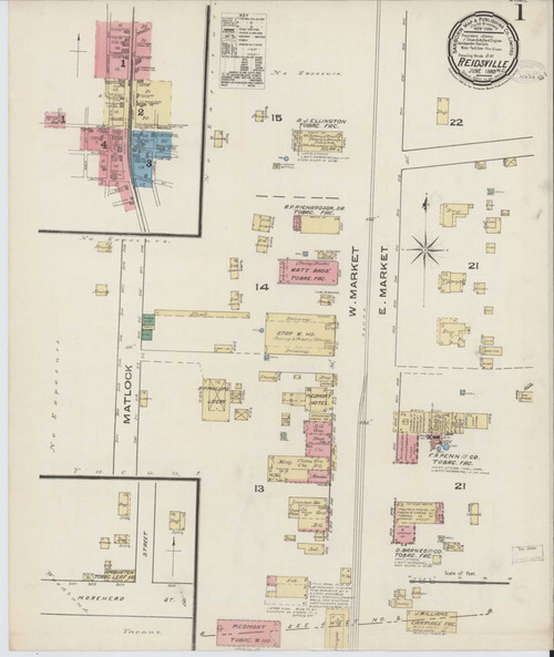 Reidsville North Carolina 1885 - Fire Insurance Index - Old Map Reprint