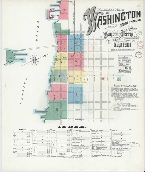 Washington North Carolina 1901 - Fire Insurance Index - Old Map Reprint