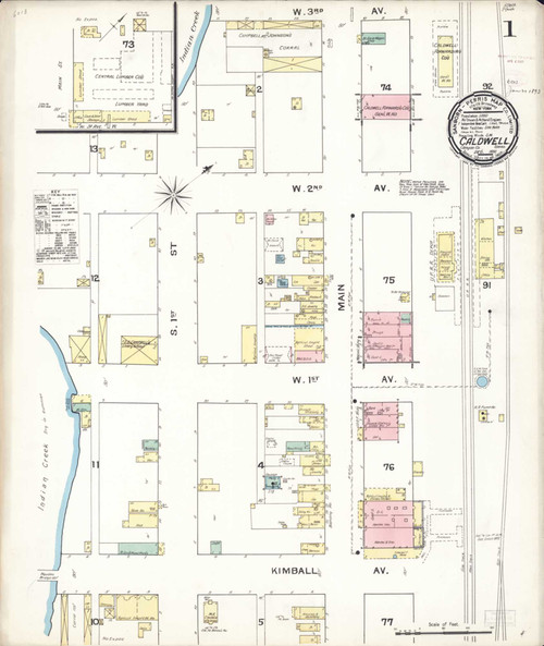 Caldwell Idaho 1892 - Fire Insurance Index - Old Map Reprint