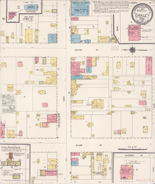 Oakley Idaho 1921 - Fire Insurance Index - Old Map Reprint