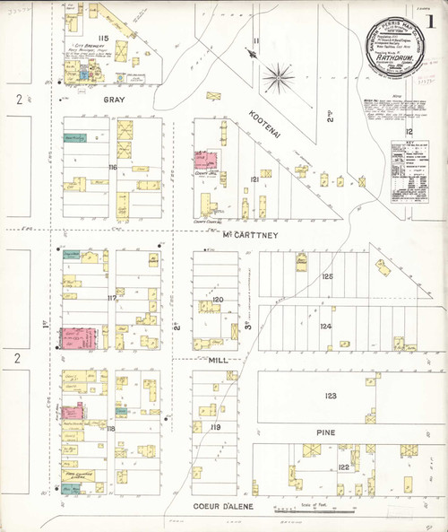 Rathdrum Idaho 1896 - Fire Insurance Index - Old Map Reprint