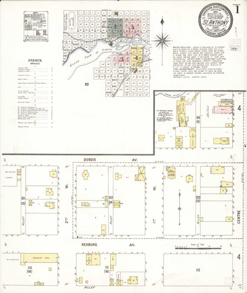 Saint Anthony Idaho 1907 - Fire Insurance Index - Old Map Reprint
