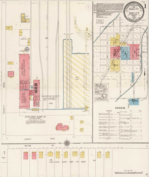 Shelley Idaho 1921 - Fire Insurance Index - Old Map Reprint
