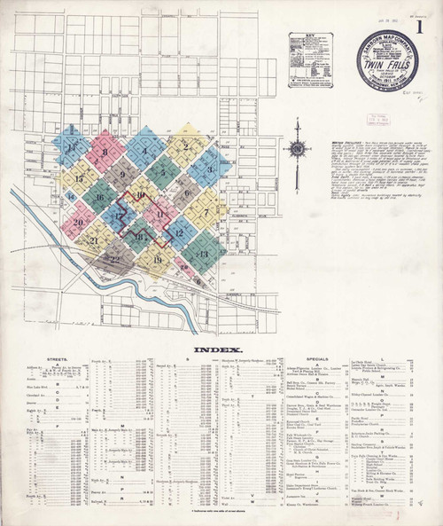 Twin Falls Idaho 1911 - Fire Insurance Index - Old Map Reprint