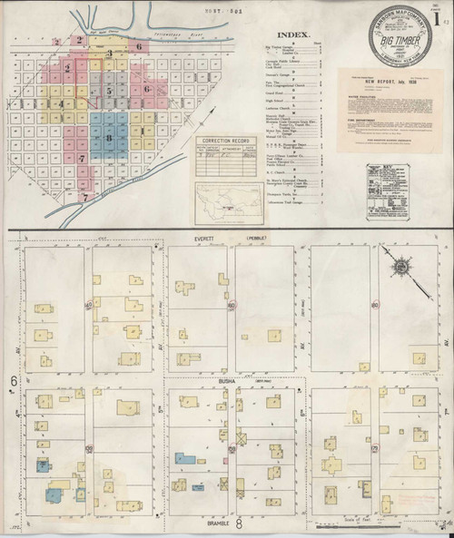 Big Timber Montana 1938 - Fire Insurance Index - Old Map Reprint