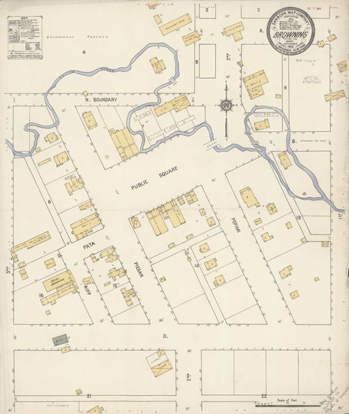 Browning Montana 1910 - Fire Insurance Index - Old Map Reprint