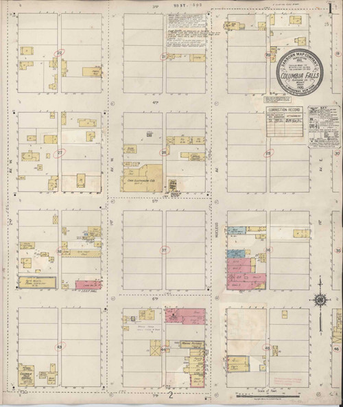 Columbia Falls Montana 1932 - Fire Insurance Index - Old Map Reprint