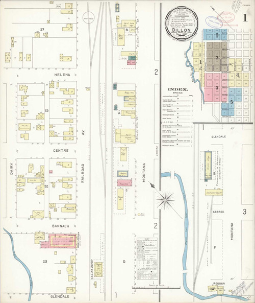 Dillon Montana 1897 - Fire Insurance Index - Old Map Reprint