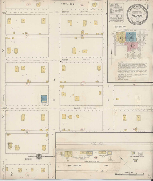 Hysham Montana 1927 - Fire Insurance Index - Old Map Reprint