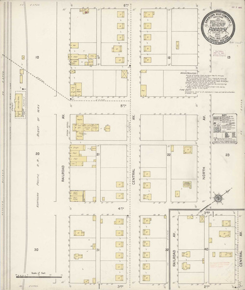 Paradise Montana 1910 - Fire Insurance Index - Old Map Reprint