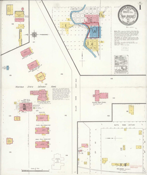 Twin Bridges Montana 1921 - Fire Insurance Index - Old Map Reprint
