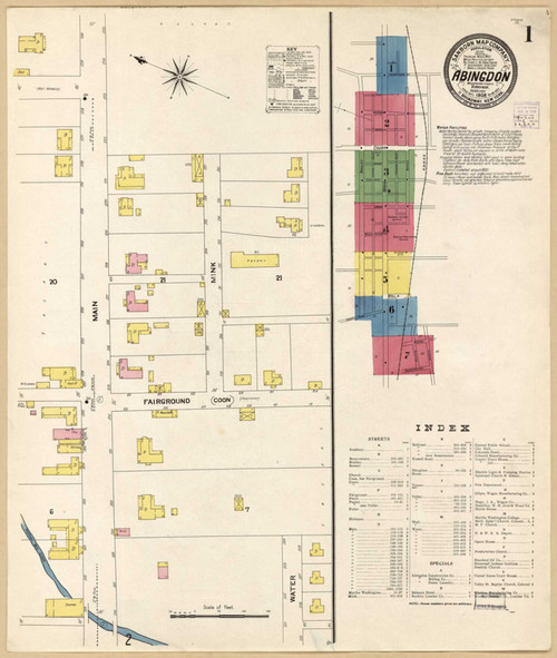 Abingdon Virginia 1908 - Fire Insurance Index - Old Map Reprint