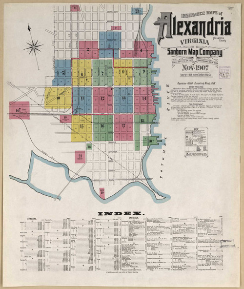 Alexandria Virginia 1907 - Fire Insurance Index - Old Map Reprint
