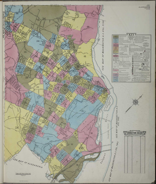 Arlington County Virginia 1936 - Fire Insurance Index - Old Map Reprint