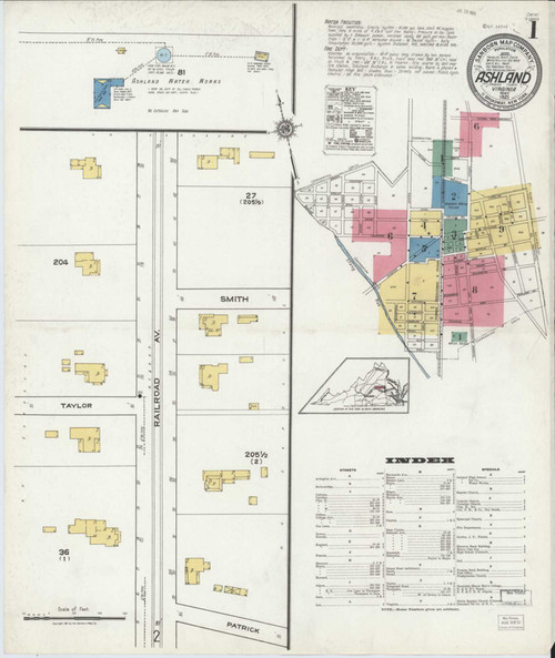 Ashland Virginia 1921 - Fire Insurance Index - Old Map Reprint