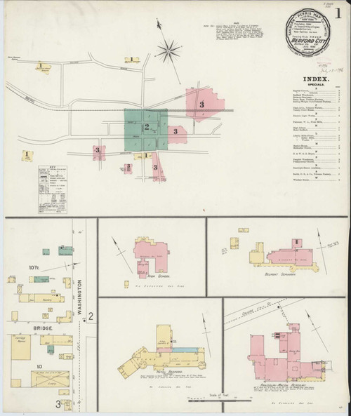 Bedford Virginia 1896 - Fire Insurance Index - Old Map Reprint