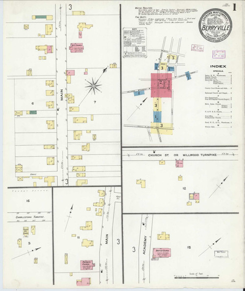 Berryville Virginia 1909 - Fire Insurance Index - Old Map Reprint