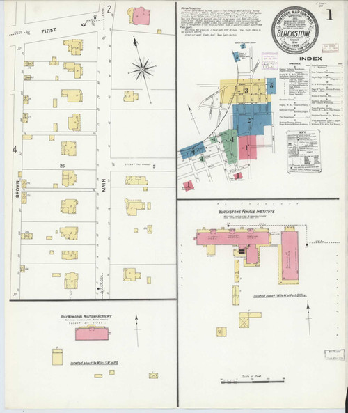 Blackstone Virginia 1908 - Fire Insurance Index - Old Map Reprint