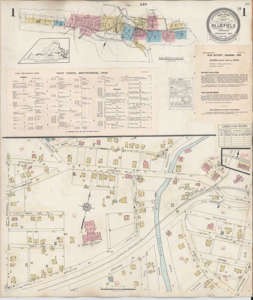 Bluefield Virginia 1930 - Fire Insurance Index - Old Map Reprint