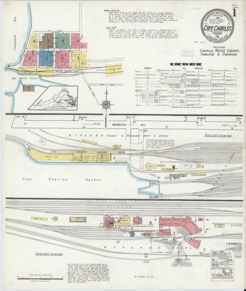 Cape Charles Virginia 1921 - Fire Insurance Index - Old Map Reprint