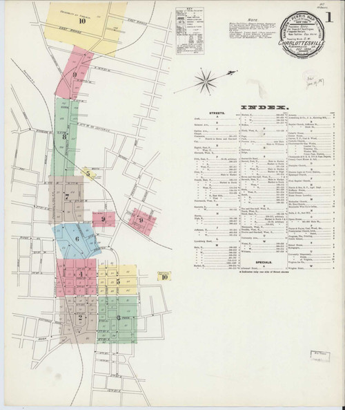 Charlottesville Virginia 1896 - Fire Insurance Index - Old Map Reprint
