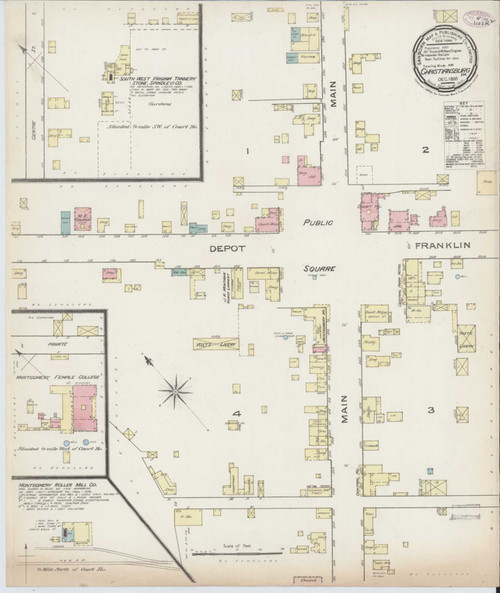 Christiansburg Virginia 1885 - Fire Insurance Index - Old Map Reprint
