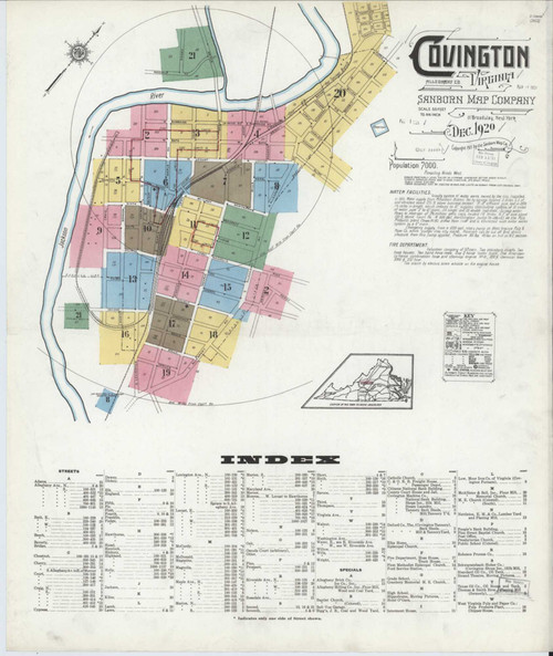 Covington Virginia 1920 - Fire Insurance Index - Old Map Reprint