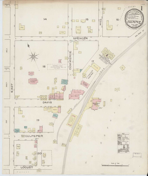 Culpeper Virginia 1886 - Fire Insurance Index - Old Map Reprint