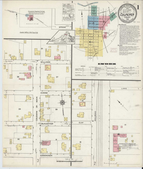 Culpeper Virginia 1915 - Fire Insurance Index - Old Map Reprint