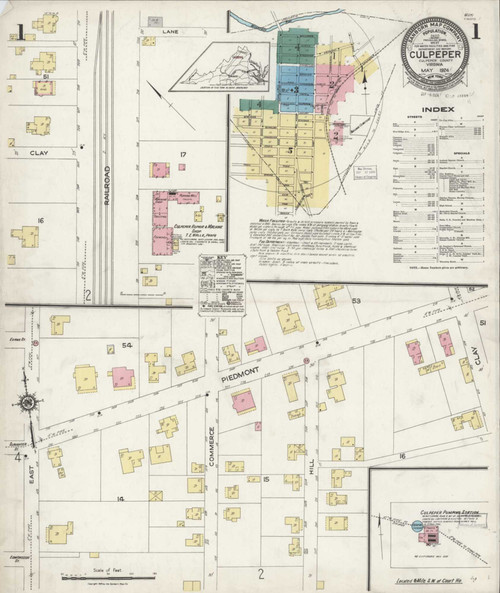 Culpeper Virginia 1924 - Fire Insurance Index - Old Map Reprint