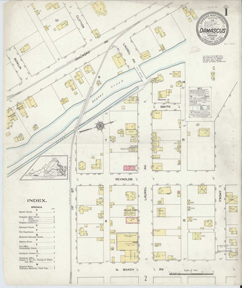 Damascus Virginia 1913 - Fire Insurance Index - Old Map Reprint