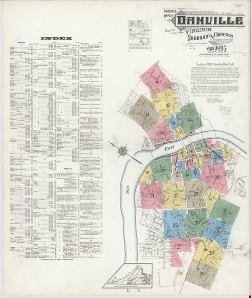 Danville Virginia 1915 - Fire Insurance Index - Old Map Reprint