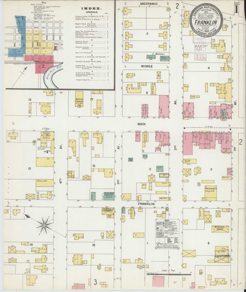 Franklin Virginia 1902 - Fire Insurance Index - Old Map Reprint