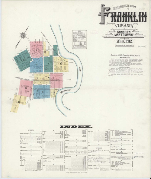 Franklin Virginia 1912 - Fire Insurance Index - Old Map Reprint