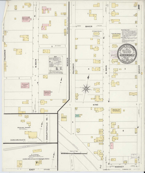 Gordonsville Virginia 1908 - Fire Insurance Index - Old Map Reprint