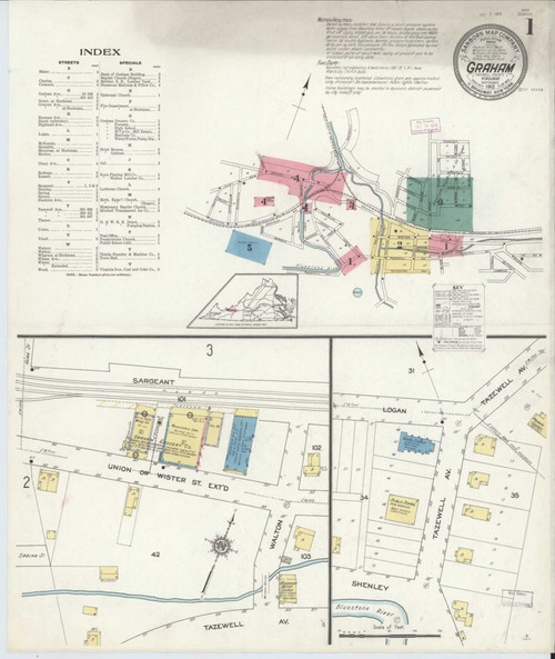 Graham Virginia 1913 - Fire Insurance Index - Old Map Reprint