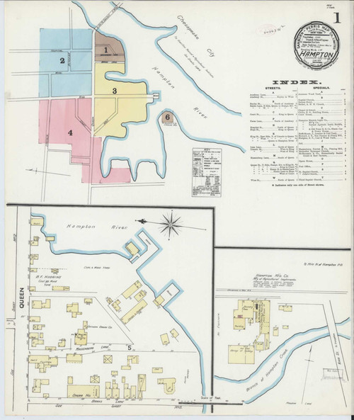 Hampton Virginia 1891 - Fire Insurance Index - Old Map Reprint