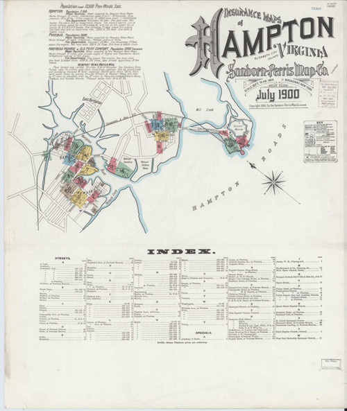 Hampton Virginia 1900 - Fire Insurance Index - Old Map Reprint