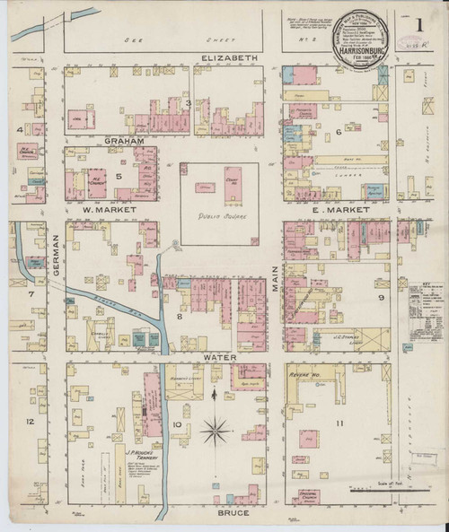Harrisonburg Virginia 1886 - Fire Insurance Index - Old Map Reprint
