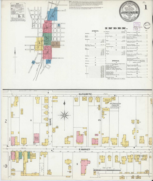 Harrisonburg Virginia 1902 - Fire Insurance Index - Old Map Reprint
