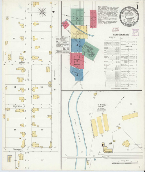 Luray Virginia 1907 - Fire Insurance Index - Old Map Reprint